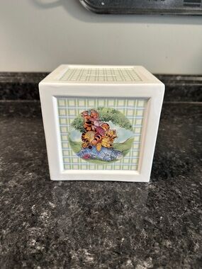 Vintage Disney Winnie the Pooh & Friends Ceramic Square Piggy Bank